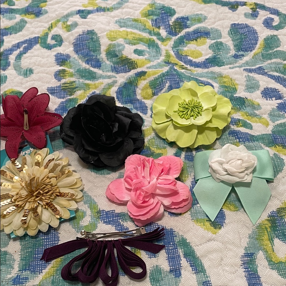 Colorful Floral Hair Clips Set
